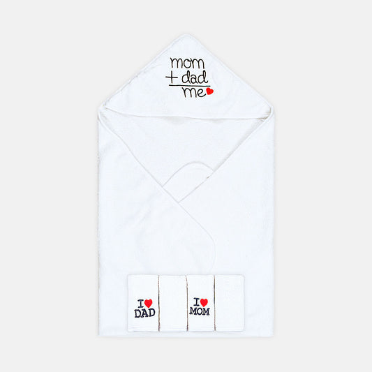 BATH TOWEL WITH 4 FACE TOWELS WHITE