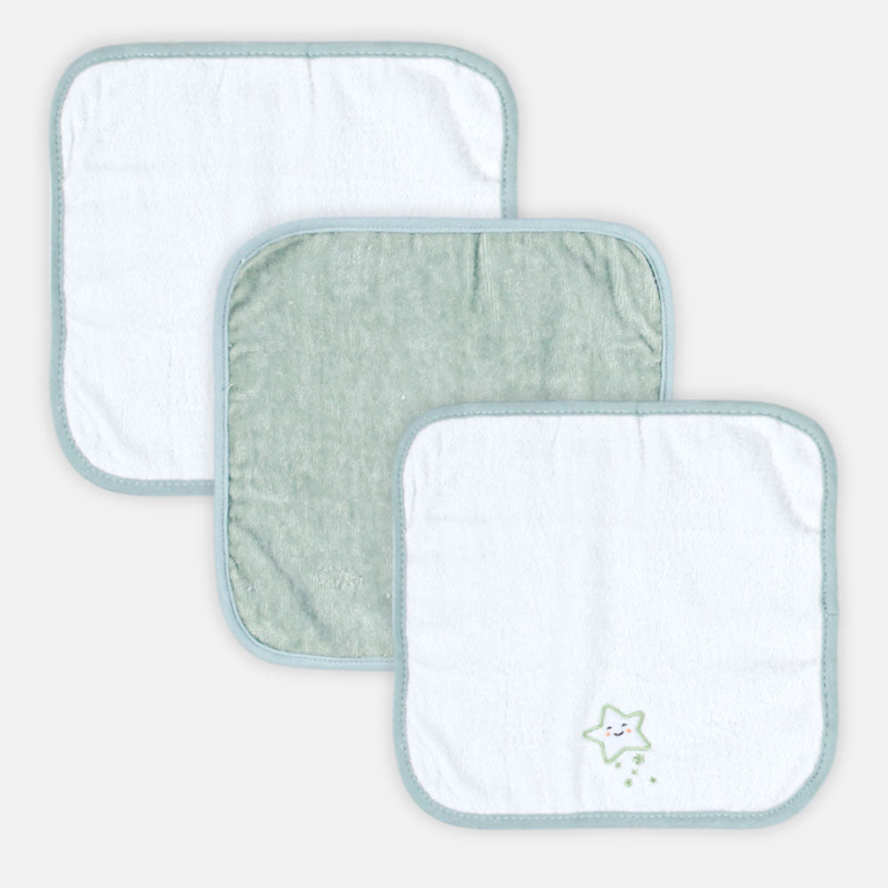 BATH TOWEL WITH 4 FACE TOWELS GREEN / WHITE