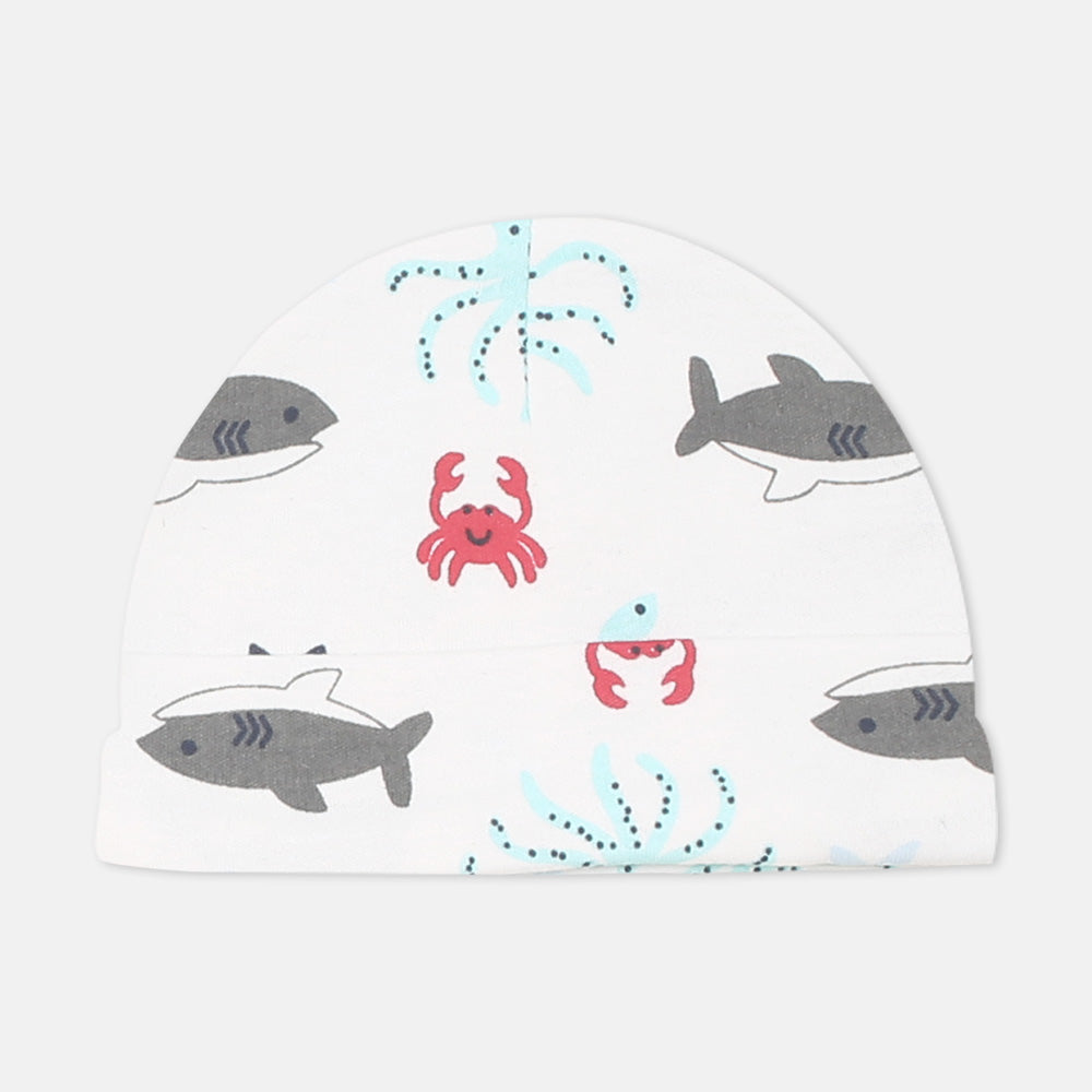 BABY CAPS PK-5 WITH 3 MITTENS OCEAN FRIENDS