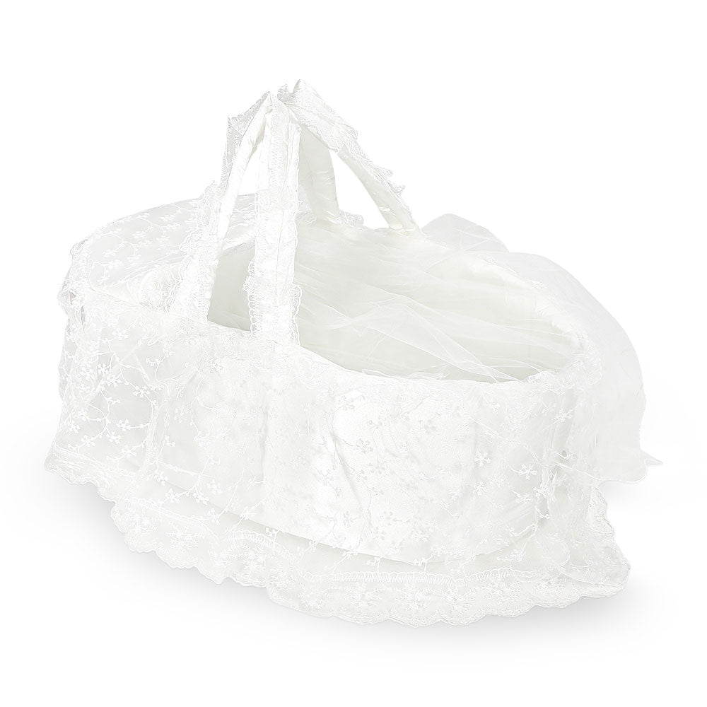 CARRY CRIB WHITE FLORAL NET LACED
