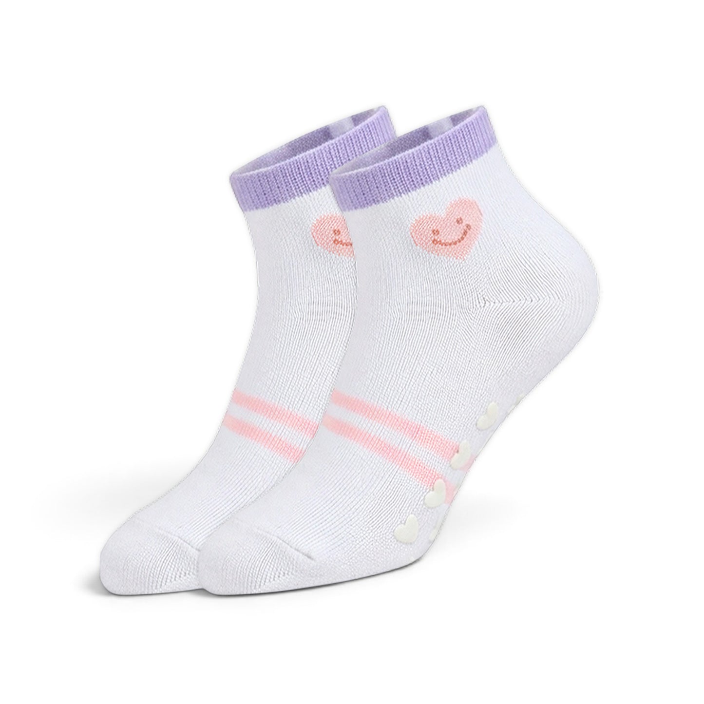 STRIPE & HEART GRIP GIRL SOCKS PK-5