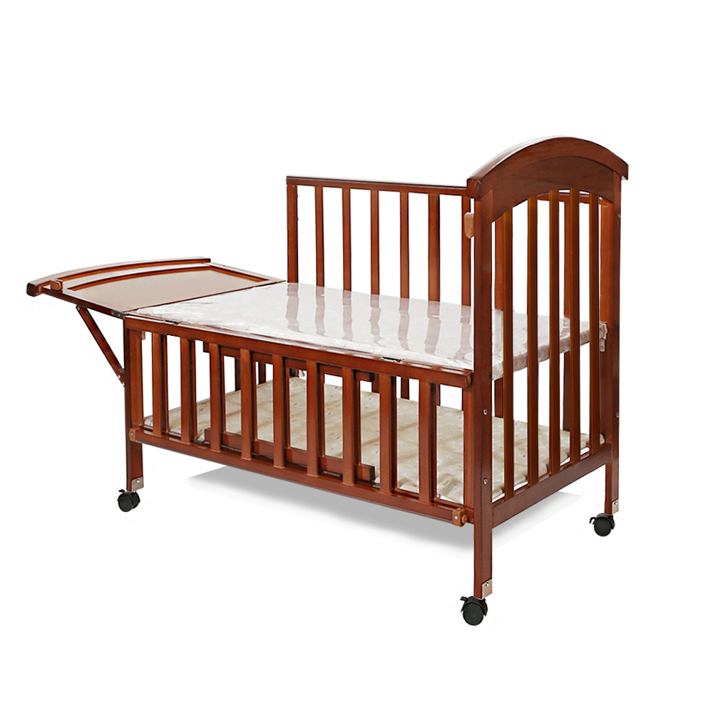 WOODEN COT - BROWN