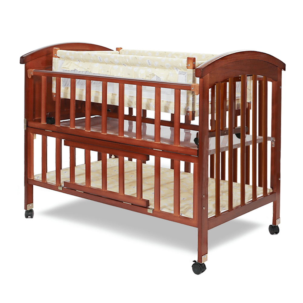 WOODEN COT - BROWN