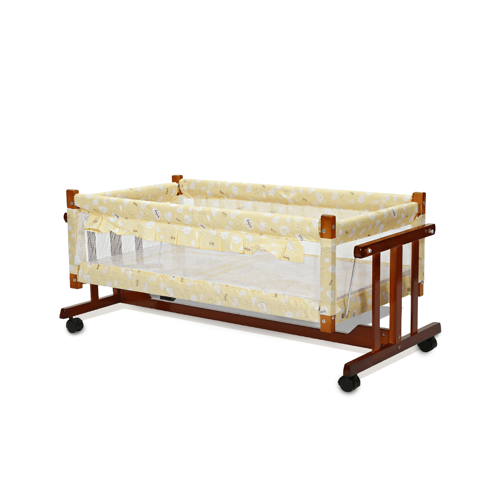 WOODEN COT - BROWN
