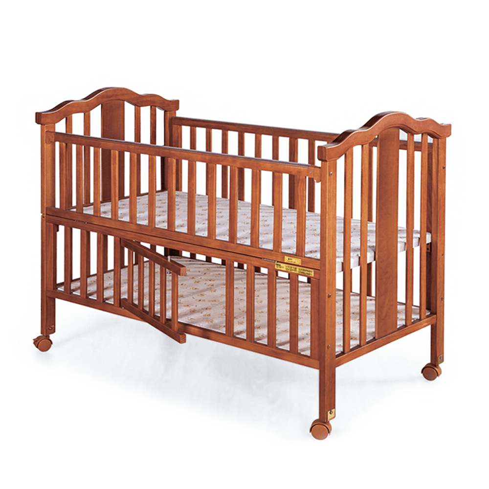 WOODEN COT W/BASSINET - COFFEE