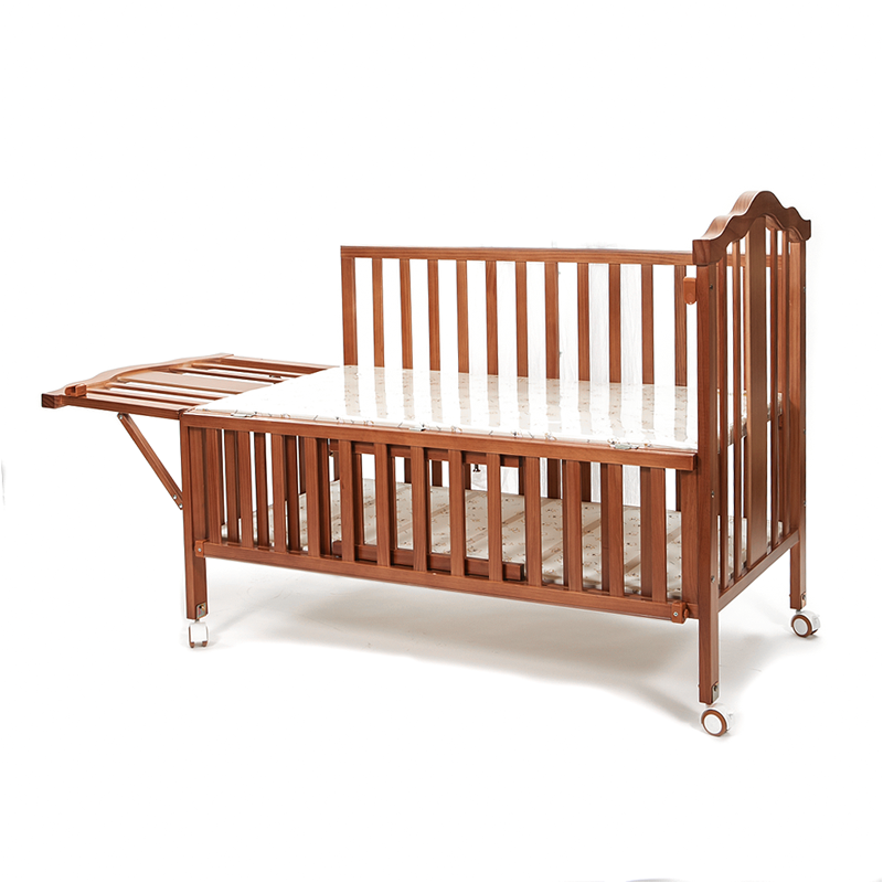 WOODEN COT W/BASSINET - COFFEE