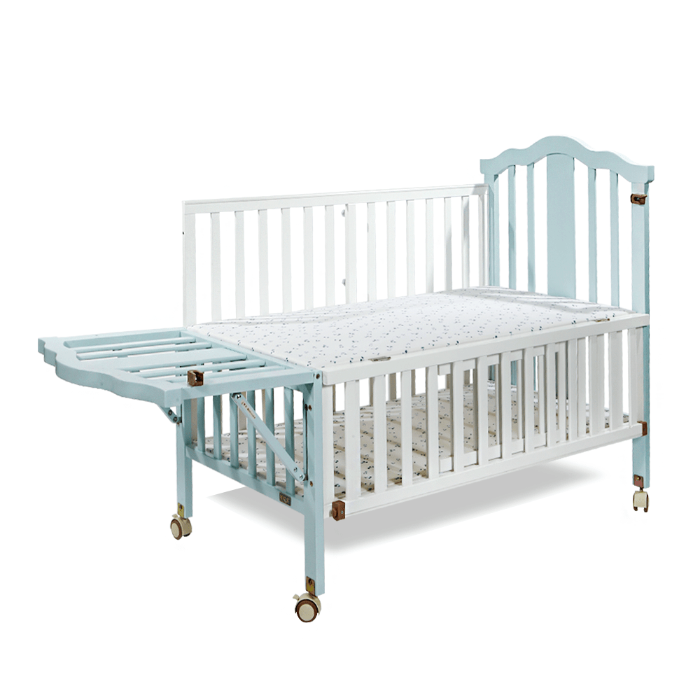 WOODEN COT W/BASSINET - WHITE