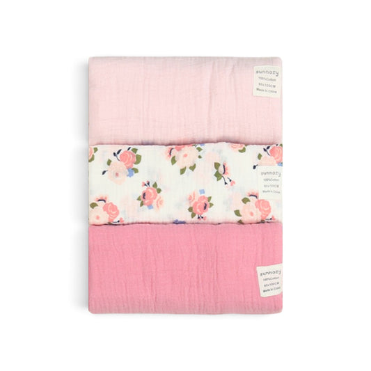 PINK FLORAL ASSORTMENT WRAPING SHEET MUSLIN PK-3