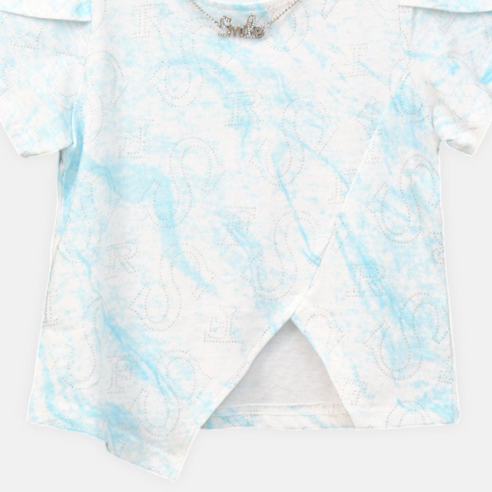 GIRL T-SHIRT BLUE SPARKLING SHORT-SLEEVE