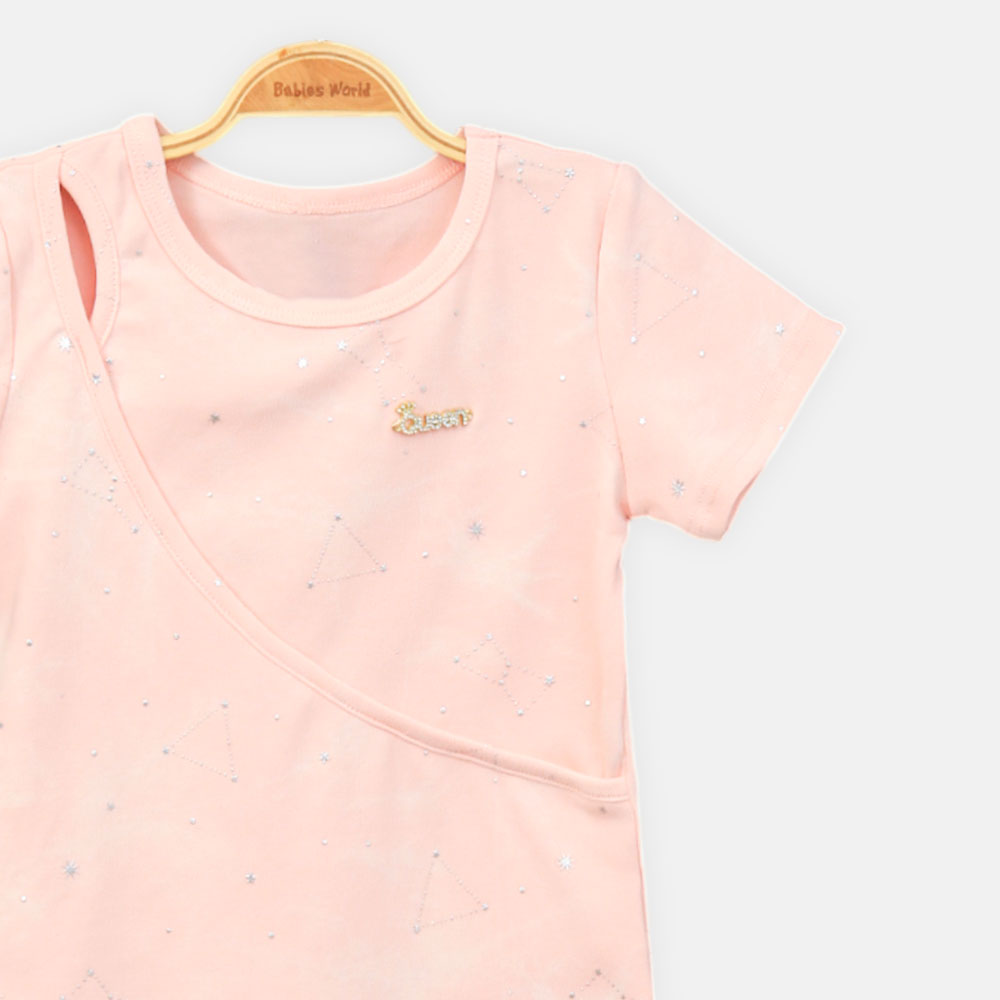 GIRL T-SHIRT SOFT PINK GLITTER