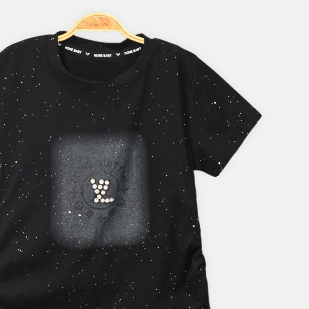 GIRL T-SHIRT BLACK SPARKLING