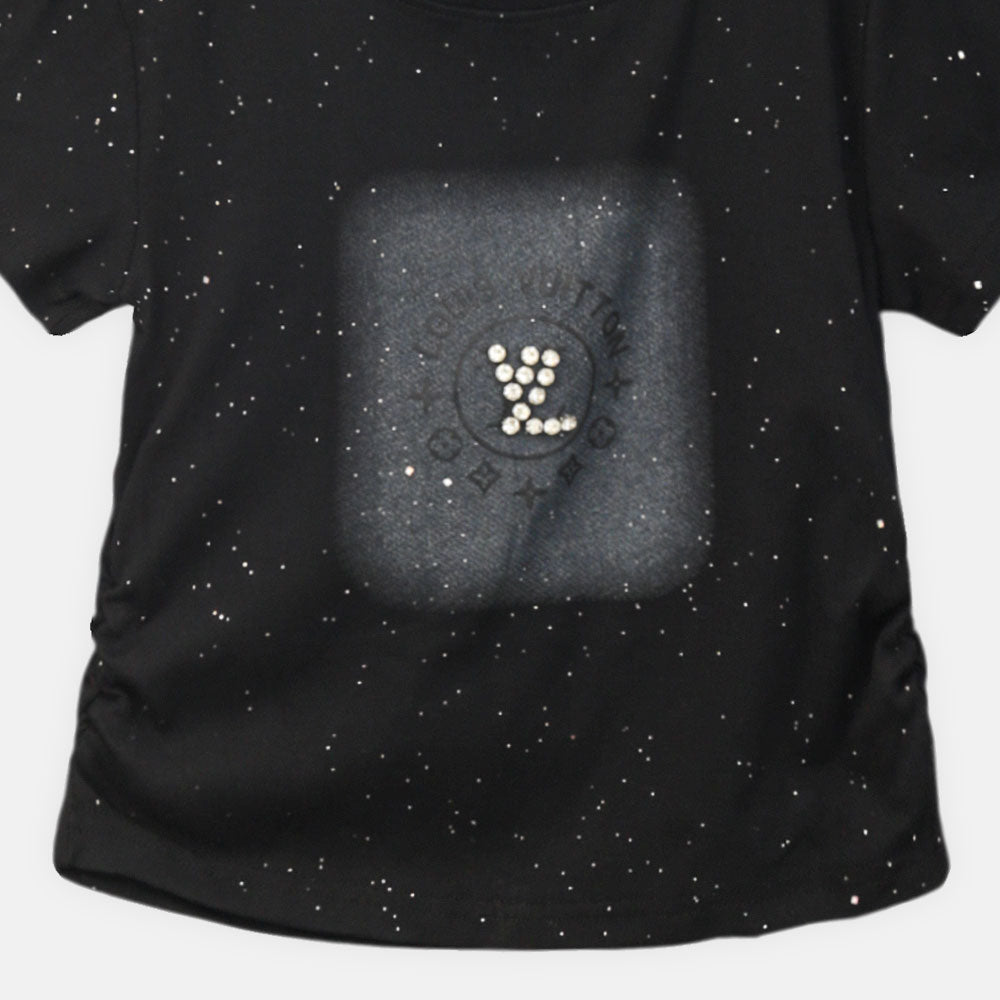 GIRL T-SHIRT BLACK SPARKLING