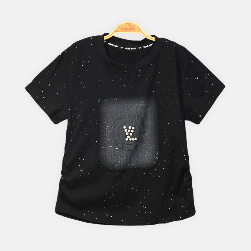 GIRL T-SHIRT BLACK SPARKLING