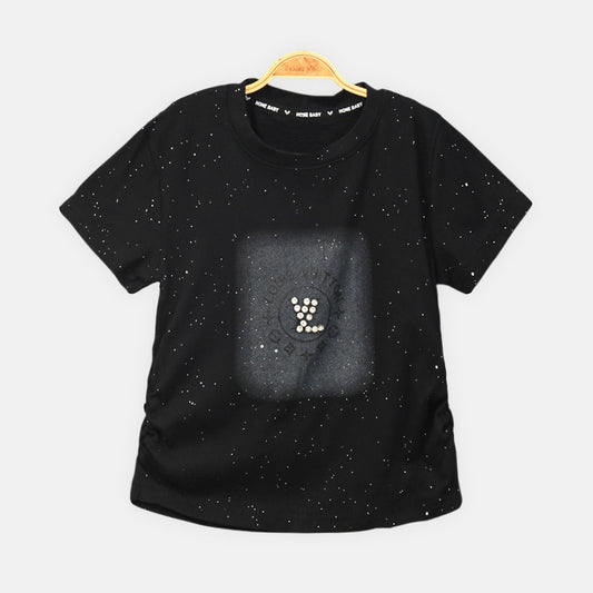 GIRL T-SHIRT BLACK SPARKLING
