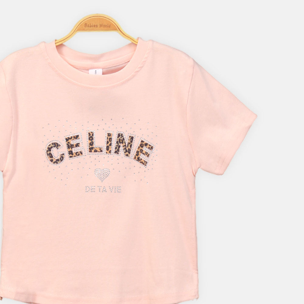 GIRL T-SHIRT PINK "CELINE" SPARKLE