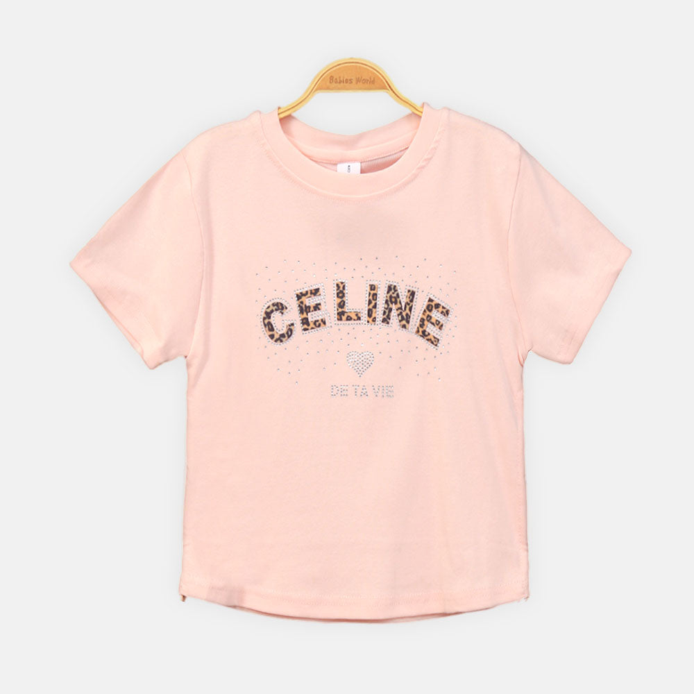 GIRL T-SHIRT PINK "CELINE" SPARKLE