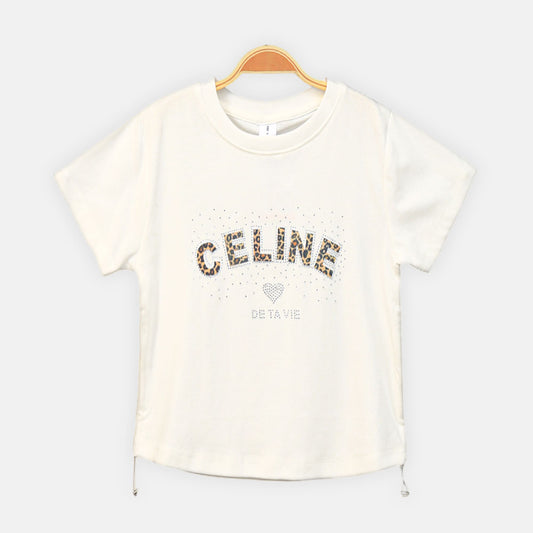 GIRL T-SHIRT WHITE "CELINE" SPARKLE