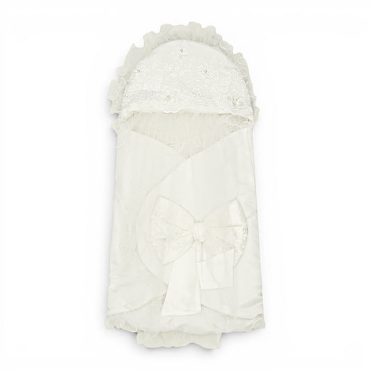 WHITE SILK LACE HOODED CARRY NEST
