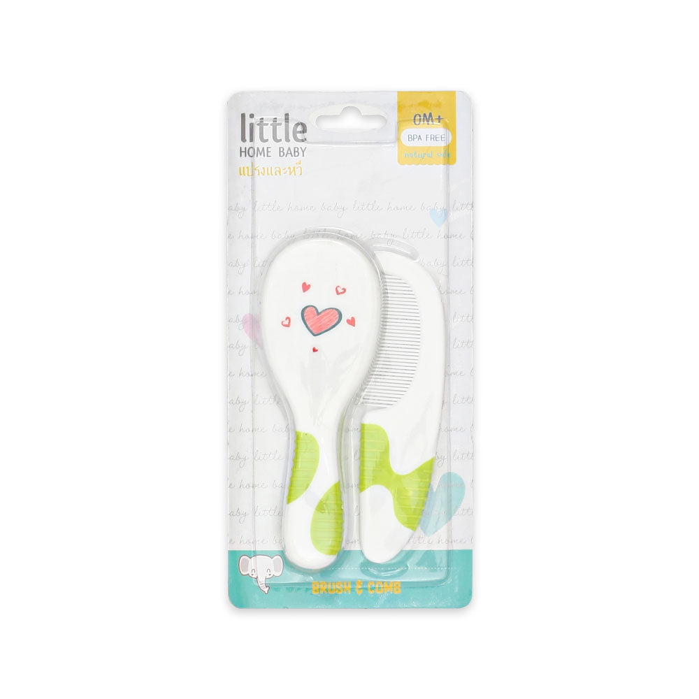COMB & BRUSH SET GREEN HEARTS