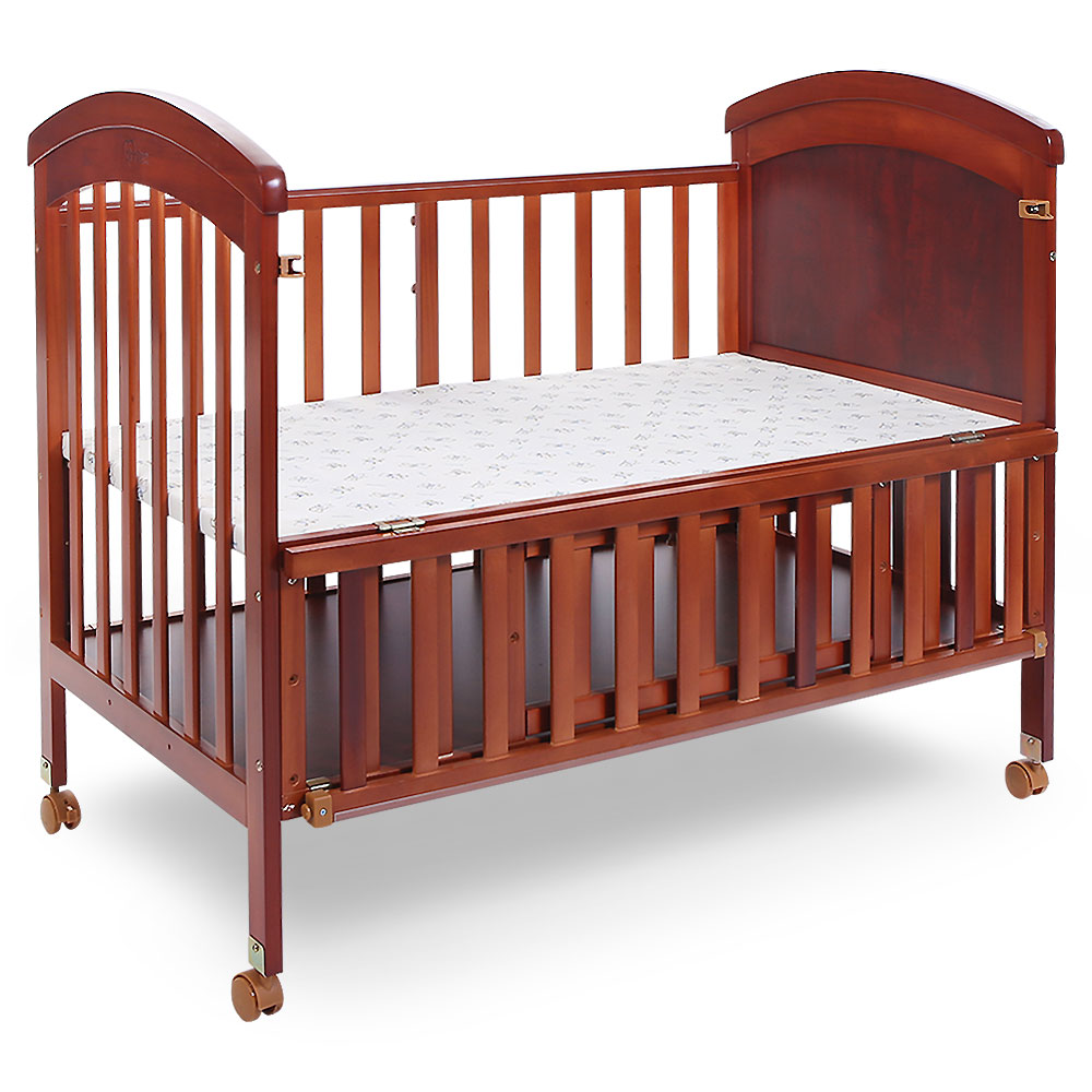 WOODEN COT - BROWN
