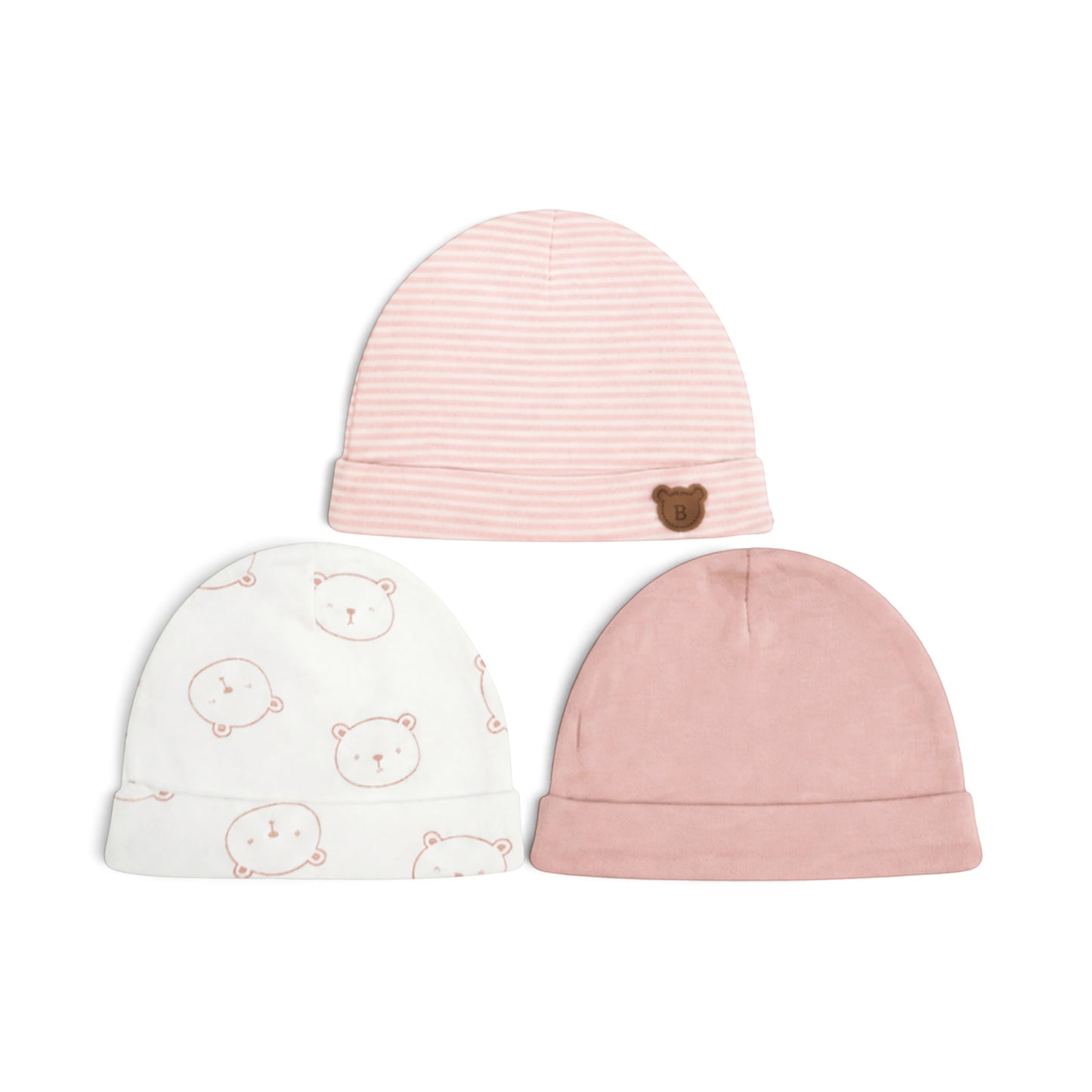 TEDDY BEAR INFANT BABY CAPS PK-3