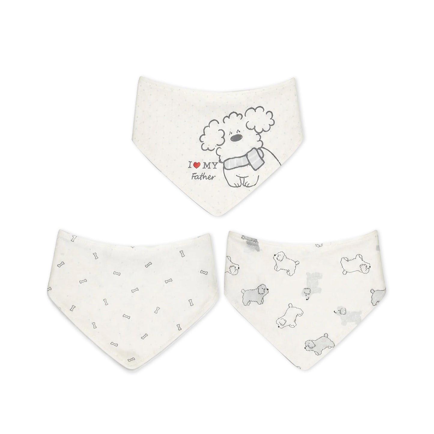 PLAYFUL PUPPY PRINT BIBS BANDANA PK-3