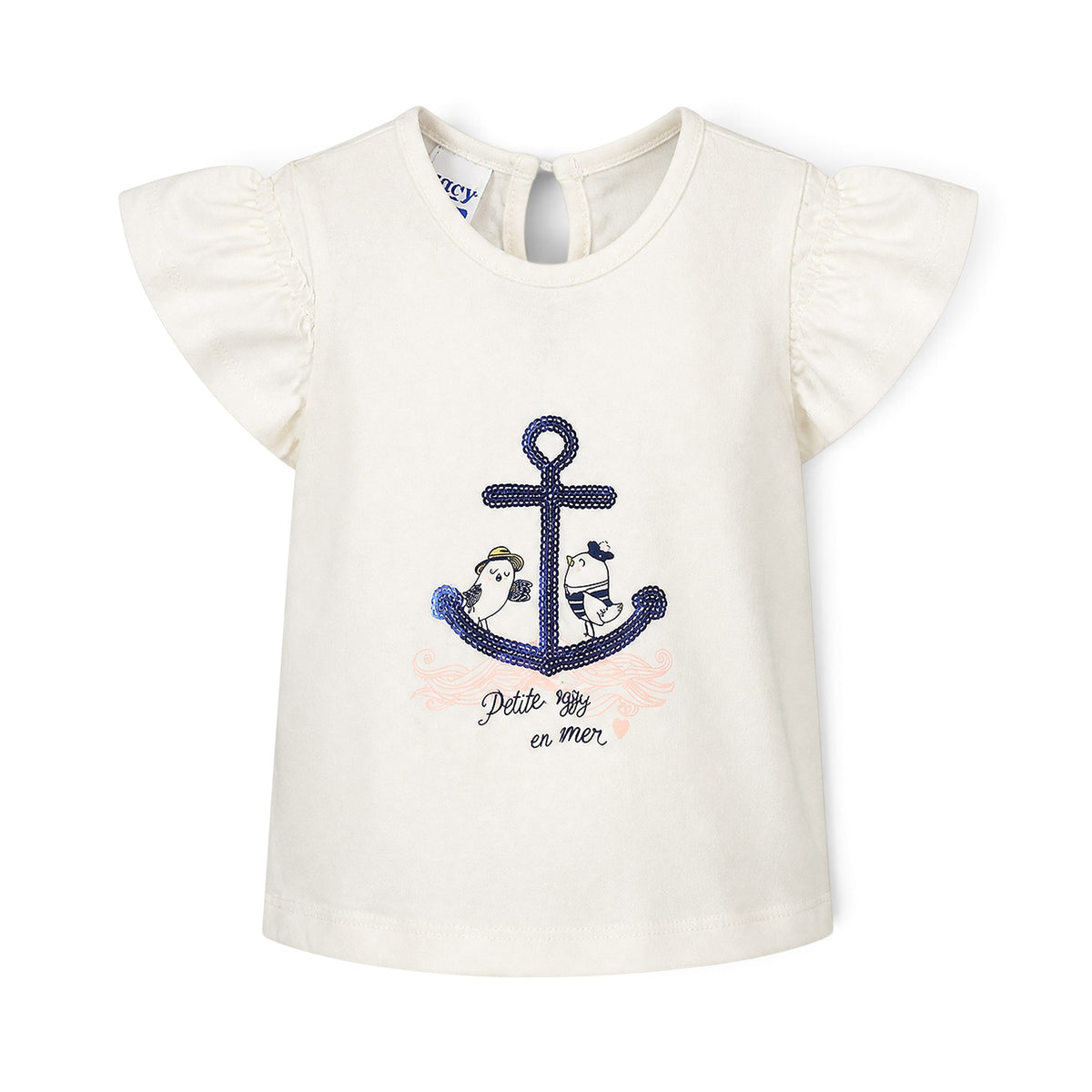 WHITE ANCHOR "PETITE IGGY EN MER" AND DENIM SHORTS BABY GIRL OUTFIT