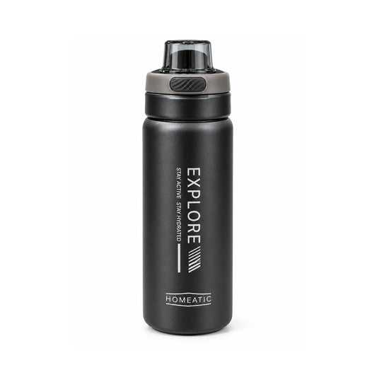 HOMEATIC EXPLORE STAINLESS STEEL WATER BOTTLE BLACK