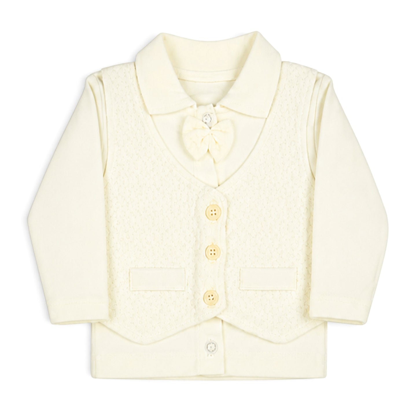 CREAM VEST-STYLE BABY BOY GIFT SET