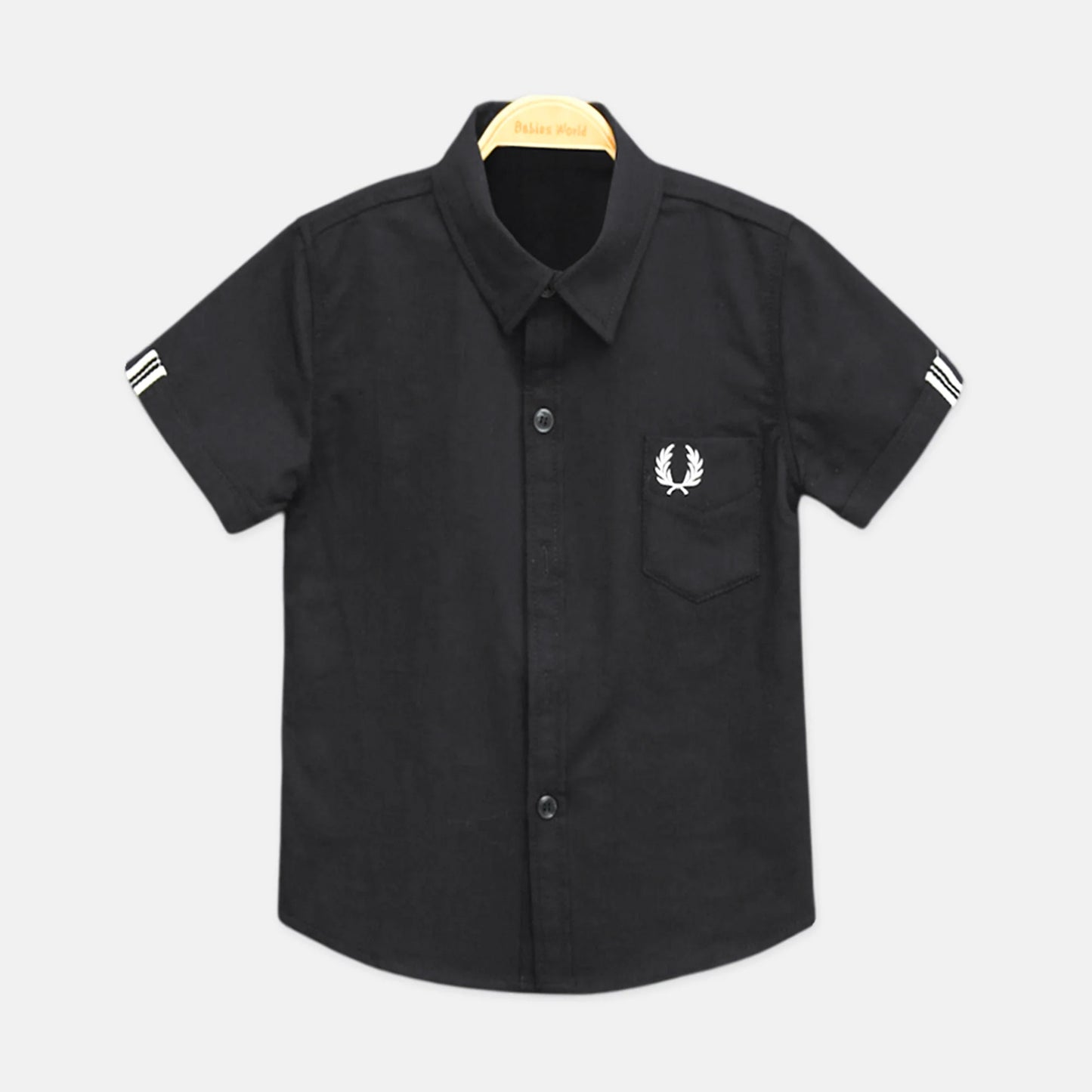 Black Embroidered Pocket Shirt