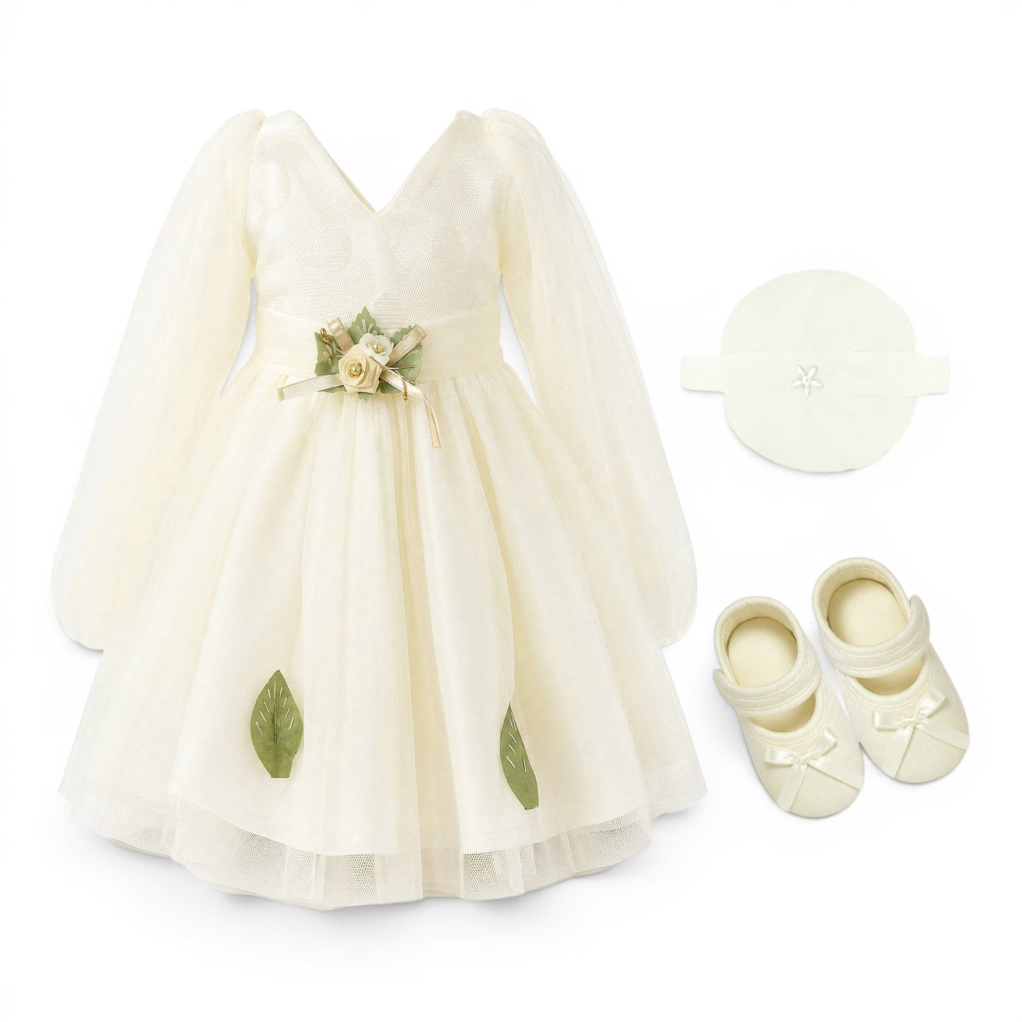 WHITE EMBROIDERED BABY GIRL FANCY FROCK GIFT SET