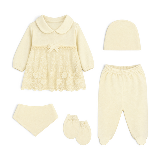 CREAM LACE-ACCENTED BABY GIRL GIFT SET