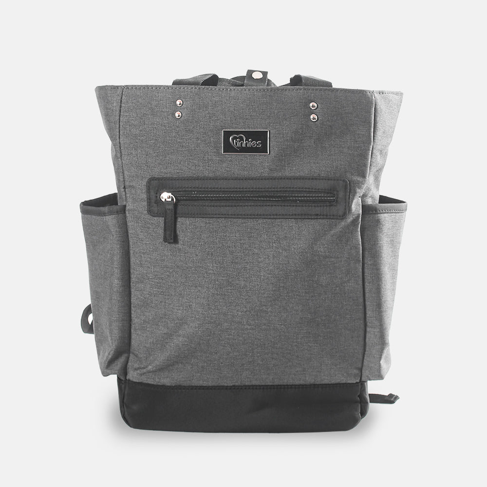 TINNIES BABY DIAPER BAG PACK MINIMAL TEXTURED GREY