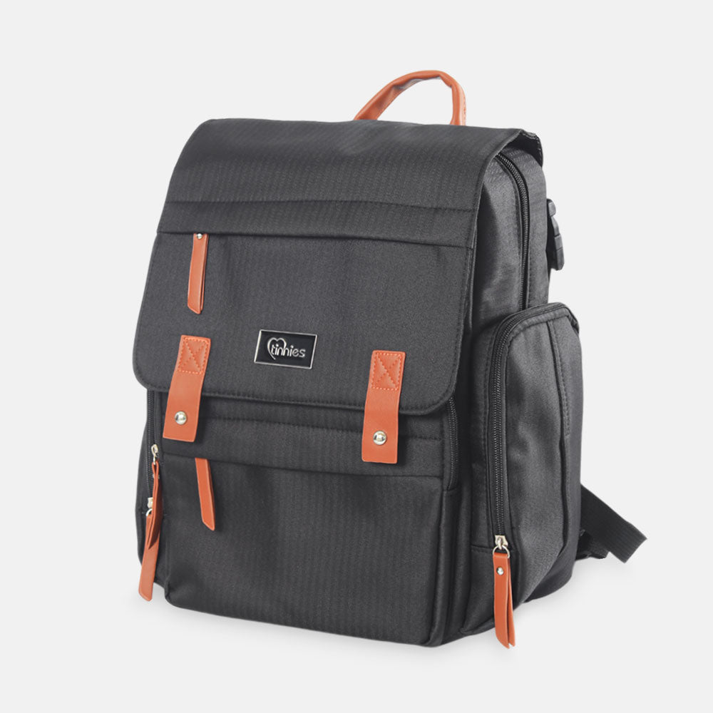 TINNIES BABY DIAPER BAG PACK BLACK