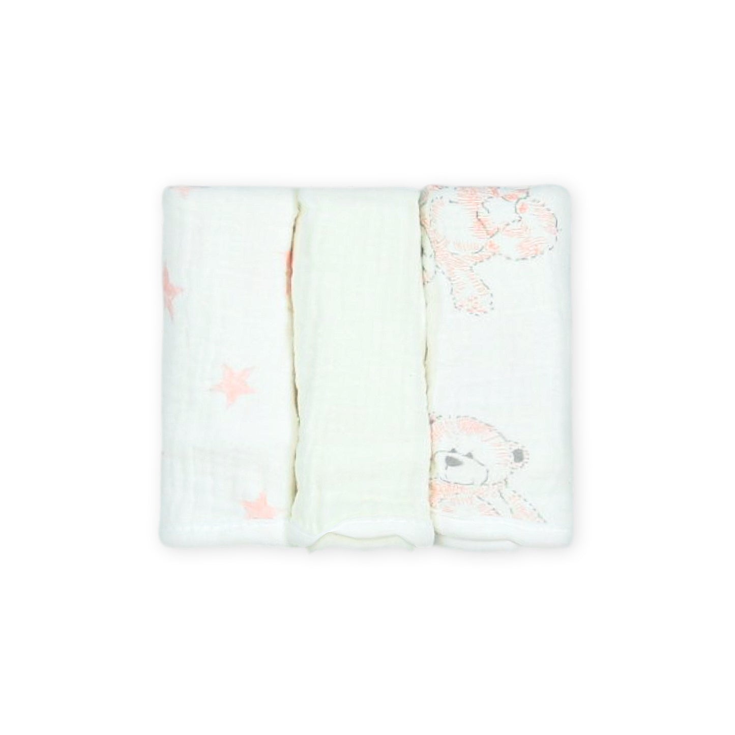 FACE TOWEL MUSLIN PK-3 TWINKLE STAR PINK