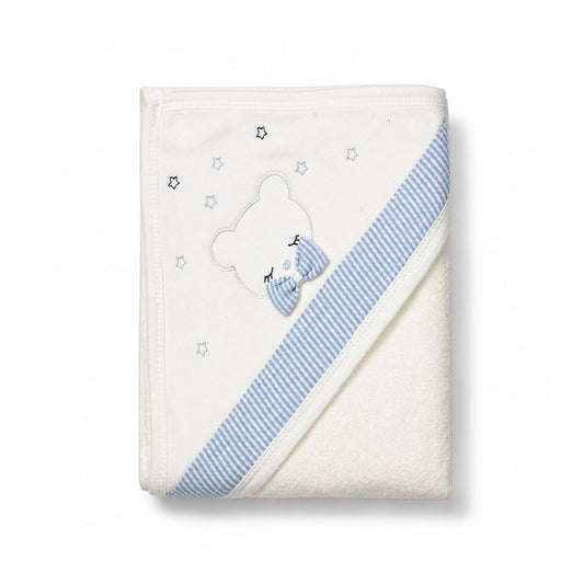 SLEEPING TEDDY HOODED BATH TOWEL