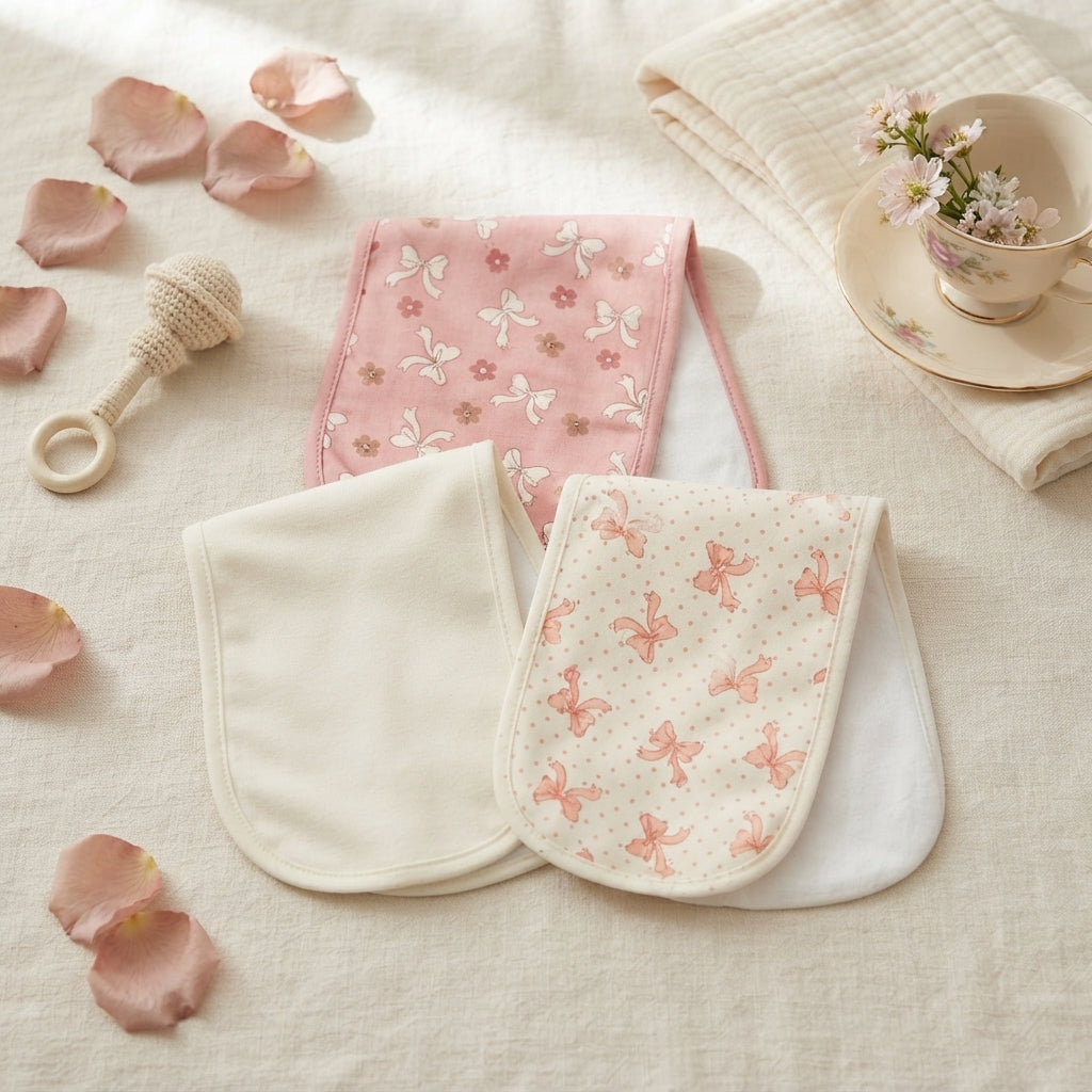 BOW-THEMED BURP CLOTH PK-3