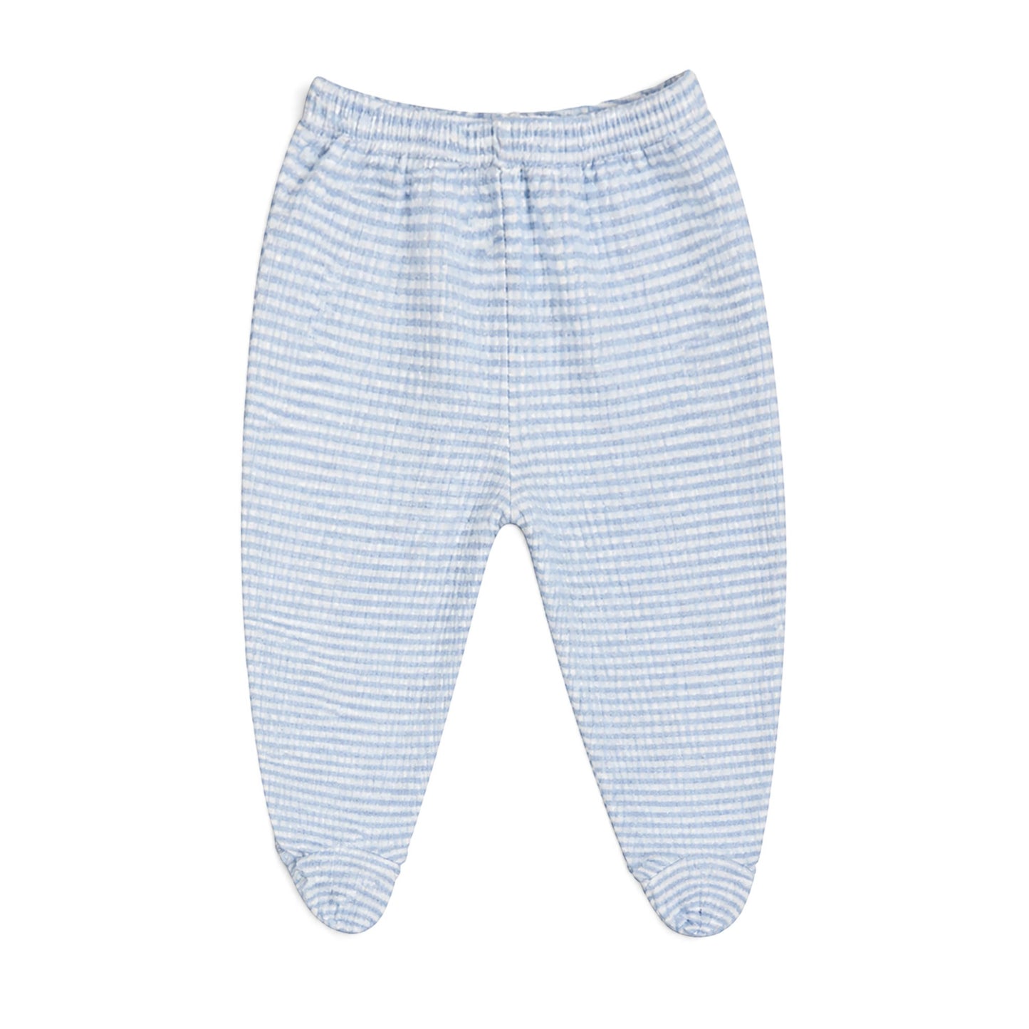 BLUE STRIPE AND CREAM TEDDY BEAR BABY BOY GIFT SET