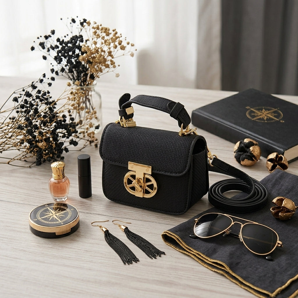Chic Black Top-Handle Mini Bag