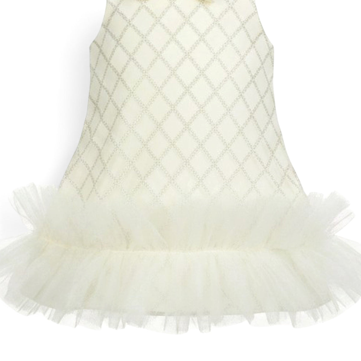 BABY GIRL CREAM & SILVER LATTICE PARTY DRESS