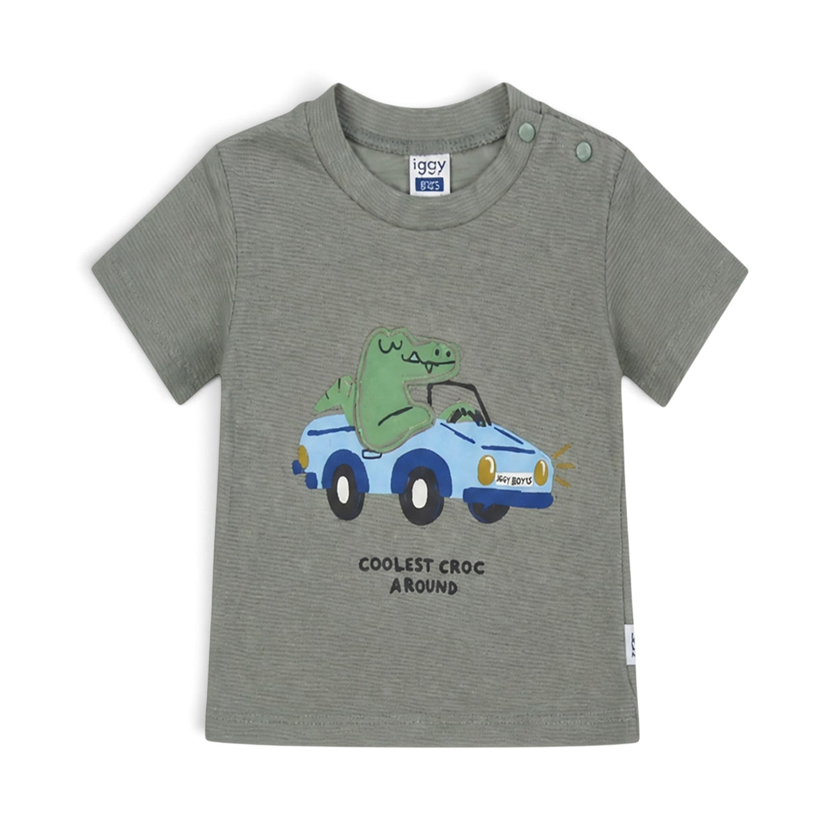 SAGE GREEN "COOLEST CROC AROUND" SHIRT AND SHORTS BABY BOY OUTFIT
