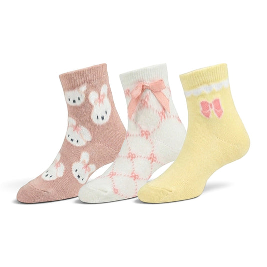 MILLIE & TILLIS BOW & BUNNY GIRL SOCKS PK-3