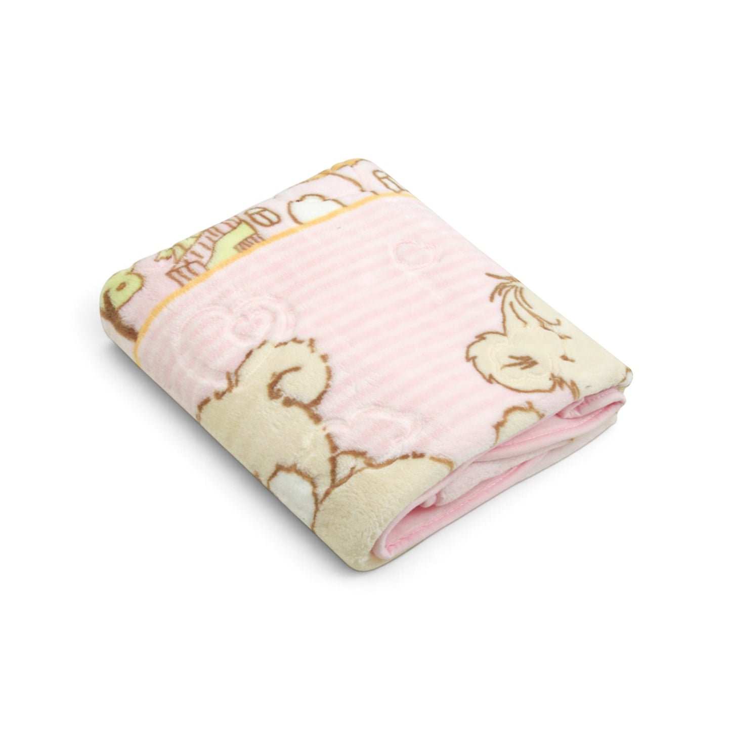PINK STRIPED TEDDY BEAR BLANKET