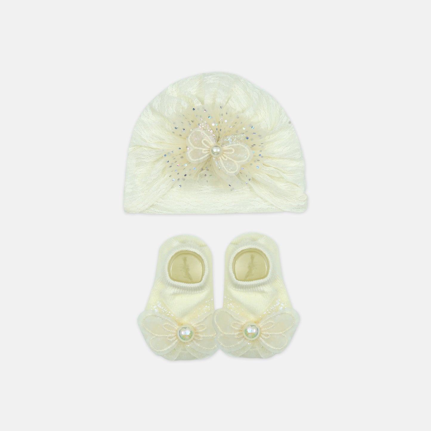 Sparkling Butterfly Set Bootie And Beanie Set