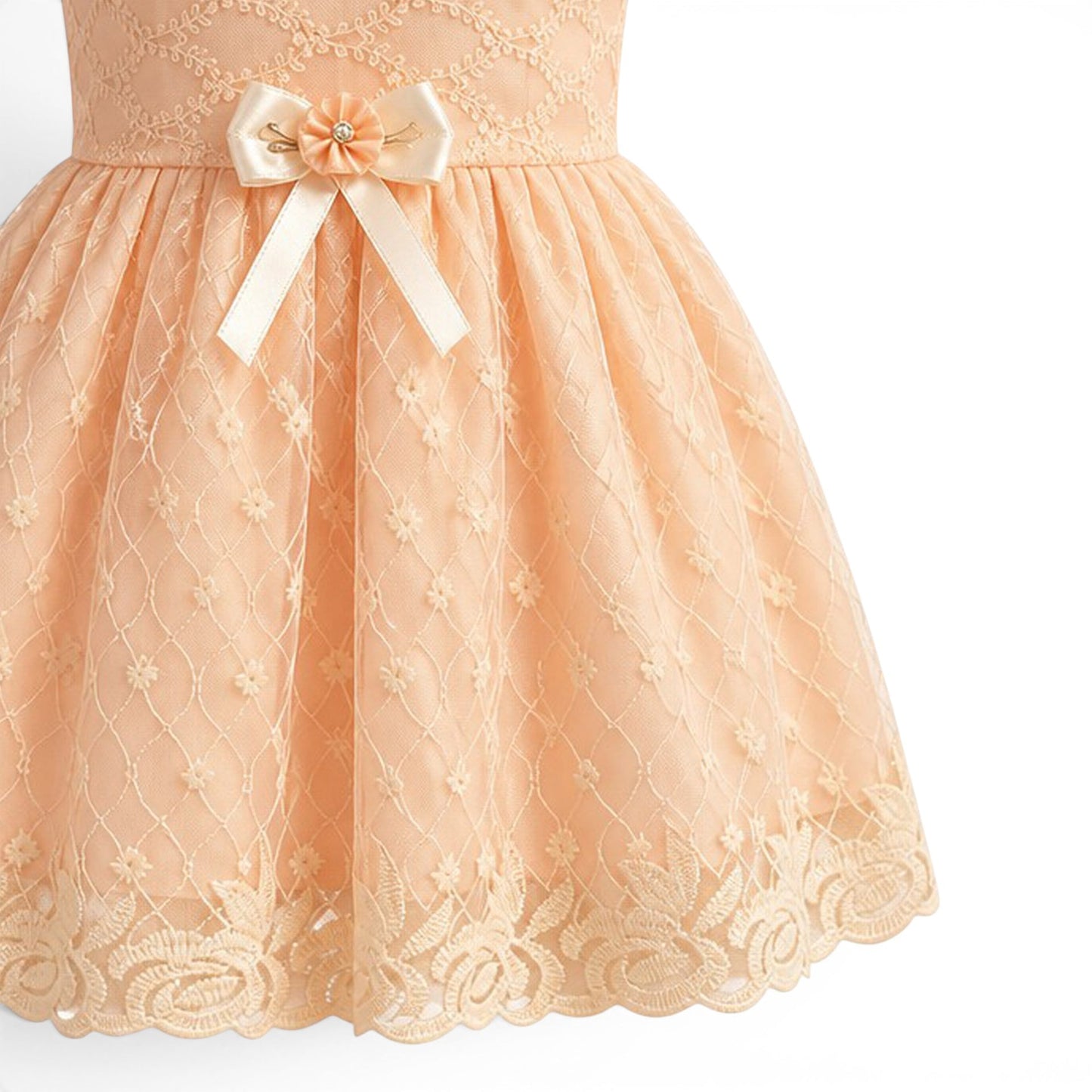 PEACH LACE BABY GIRL FANCY FROCK GIFT SET