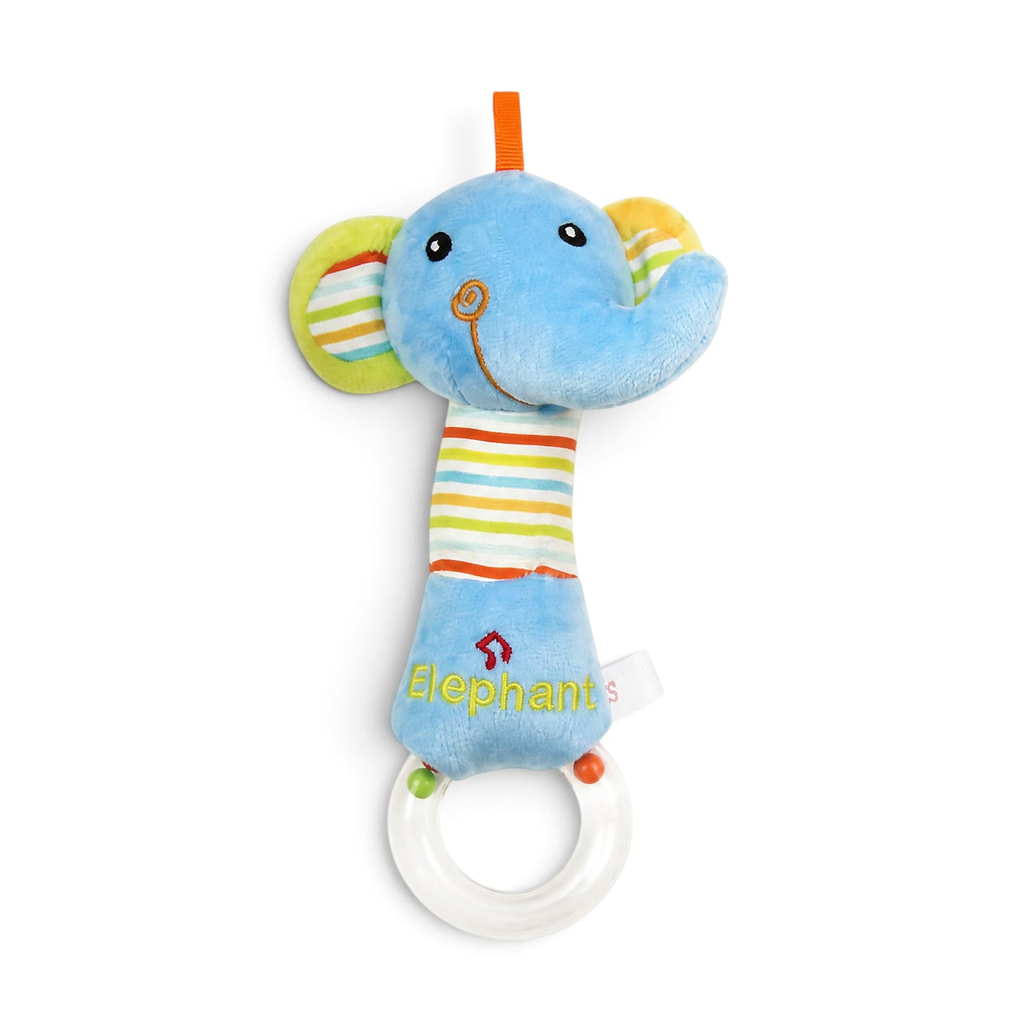 JACKBABY BLUE ELEPHANT PLUSH RATTLE TOY