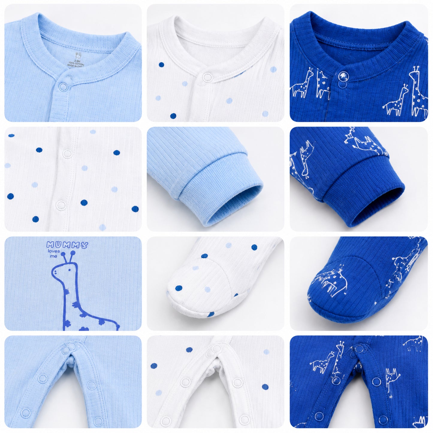 GIRAFFE SLEEP SUITS BOYS PK-3