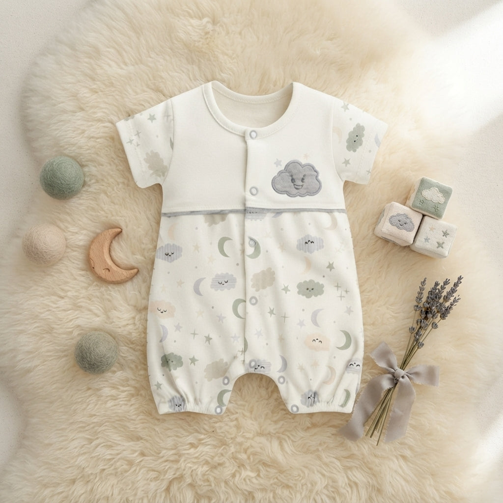 BABY BOY "DREAMY CLOUD & MOON" ROMPER
