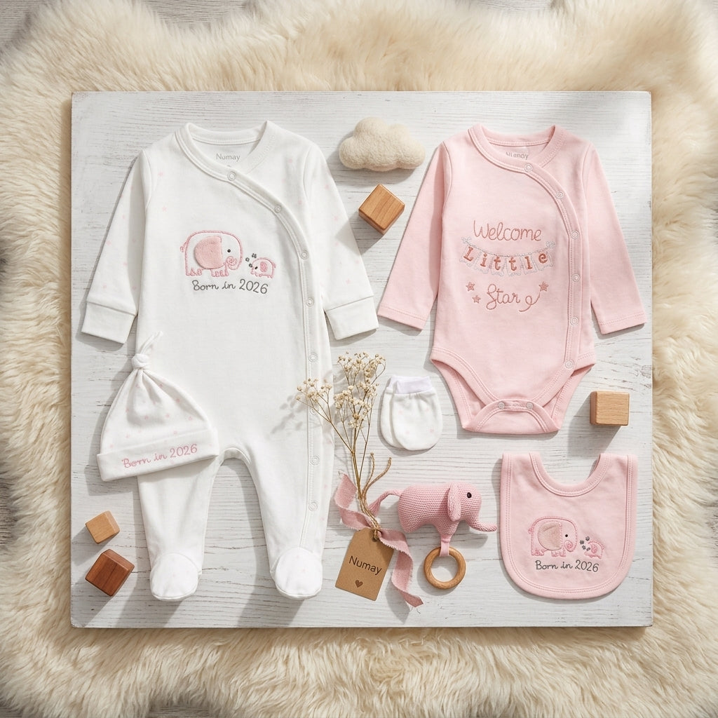 BORN IN 2026 LAYETTE SET GIRLS