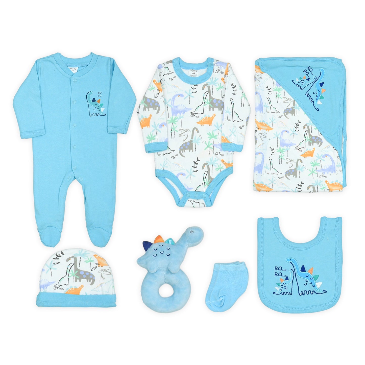 DINOSAUR ADVENTURE 5-PIECE LAYETTE SET (BLUE) BOY